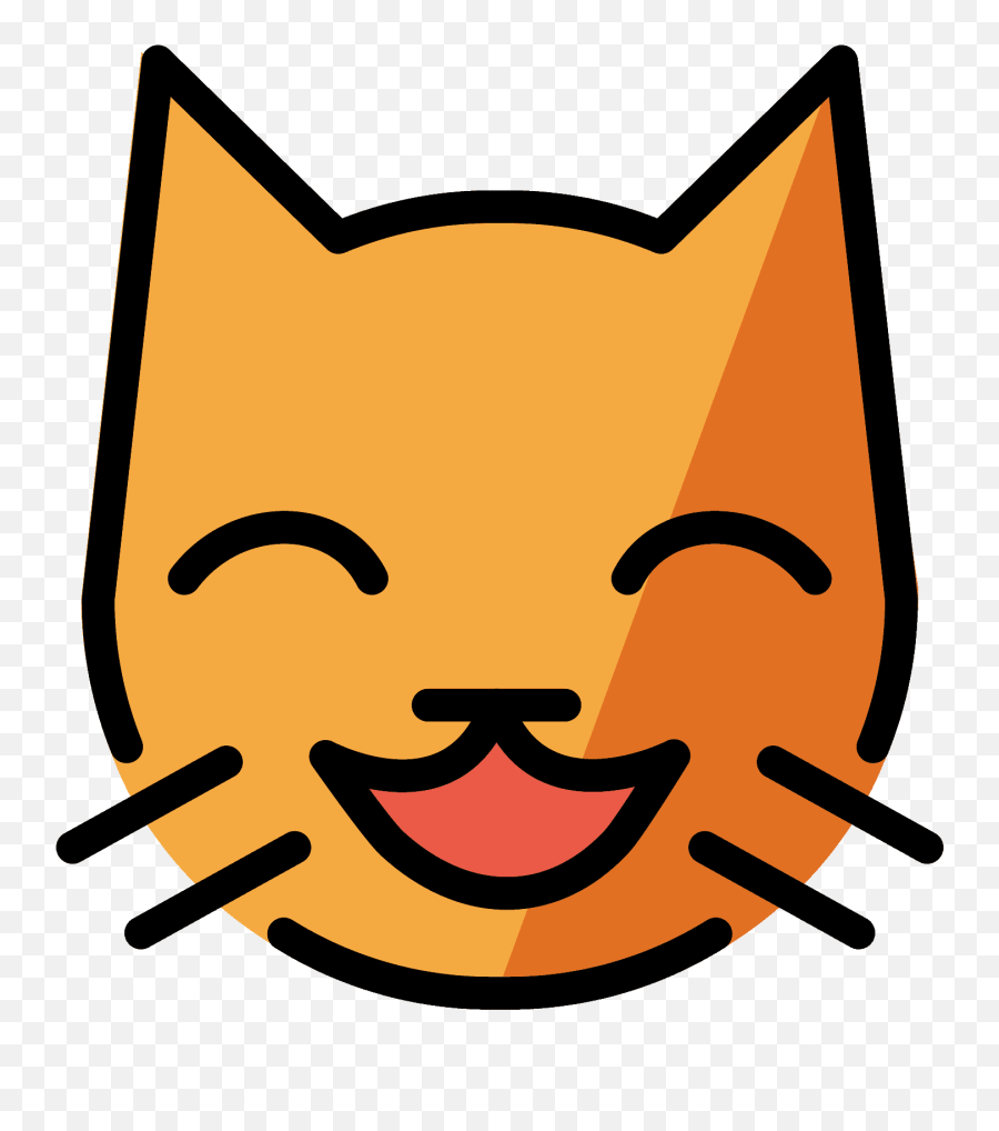 Grinning Cat With Smiling Eyes Emoji - Cat Face Outline Png,Cat Smile Emoji