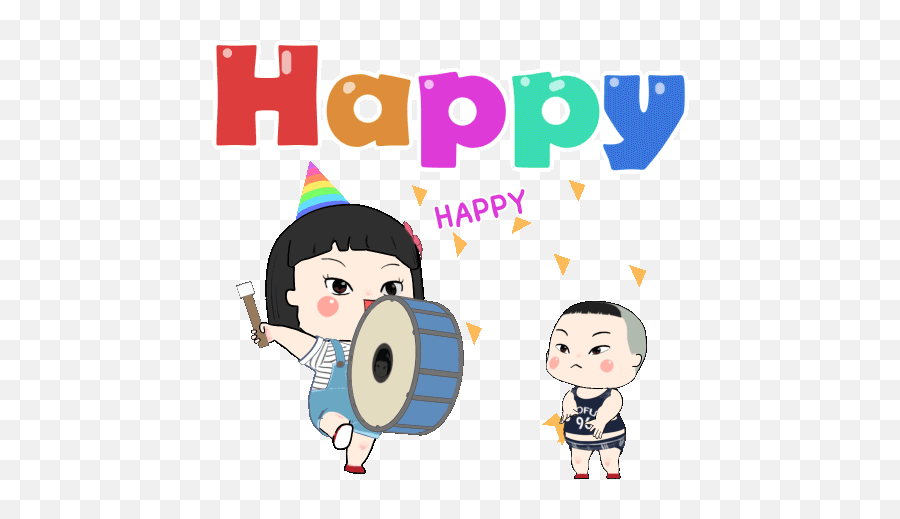 Cute Cartoon Pictures Cute Love - Happy Birthday Gif Emoji,Drummer Emoticon