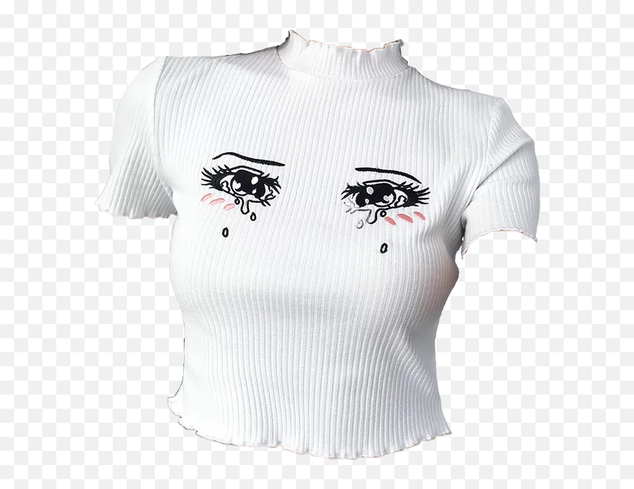 Shirt Tshirt Anime Eyes Cry Sticker By Polygore - Short Sleeve Emoji,Where Do They Sell Emoji Shirts