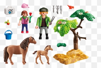 Vet With Pony And Foal - Playmobil Vet Pony Emoji,Busy Beaver Emoticon