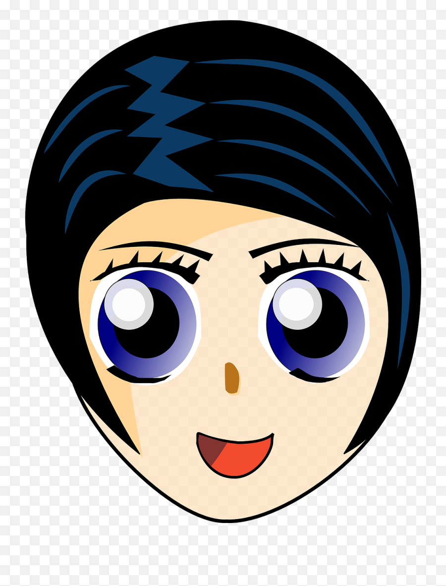 Download Free Photo Of Girlfaceheadblack Hairblue Eyes - Blue Eyes Black Hair Clipart Emoji,Black Eyes Emoticon