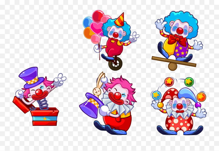 Download Different Illustration Joker Postures Five Clown Emoji,Awesome Weirdo Emoticon