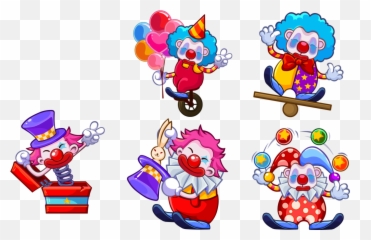 Download Different Illustration Joker Postures Five Clown Emoji,Awesome Weirdo Emoticon