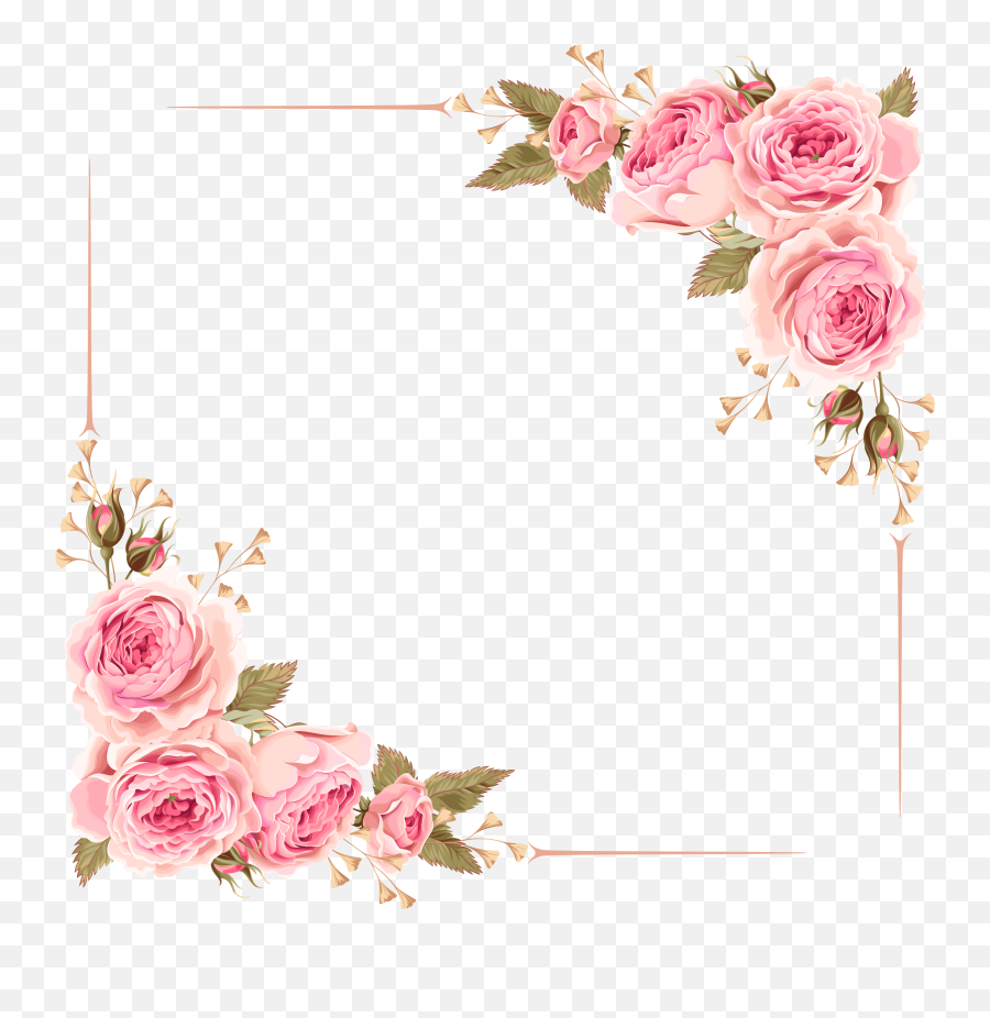 Download Pink Flower Rose Wedding Invitation Border Clipart - Flower Frame Transparent Background Border Emoji,Emoticon Invitation