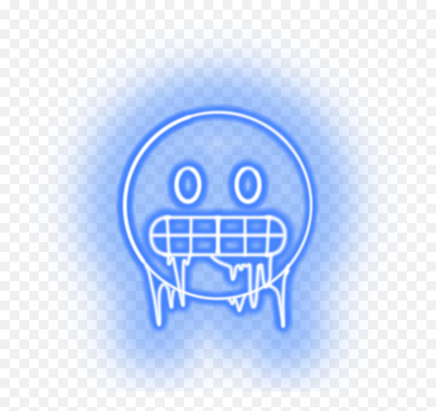 Neon Blue Stickerart Emojiart Sticker - Happy,Freezing Cold Emoji