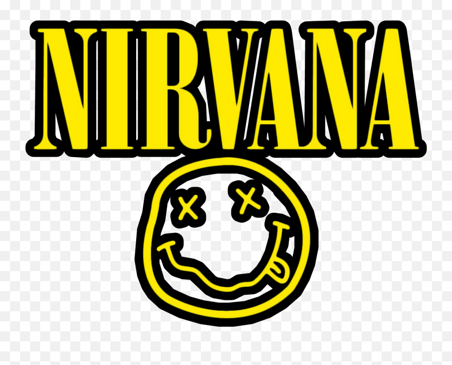 Yellow Logo Nirvana Rock Music Sticker By Cutegirl - Rock Band Logo Png Emoji,Rock On Emoji Text