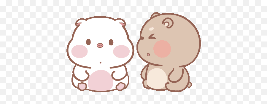 Cute Cartoon Images Cute Gif Cute Cat Gif - Pig And Bear Gif Emoji,Fat Pig Emoticon Gif