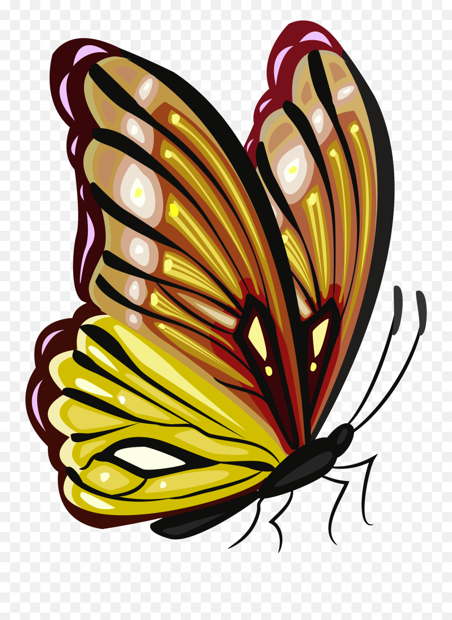 Gold Butterfly Clip Art Drawing - Butterfly Clipart Png Emoji,Gold Green Emotions