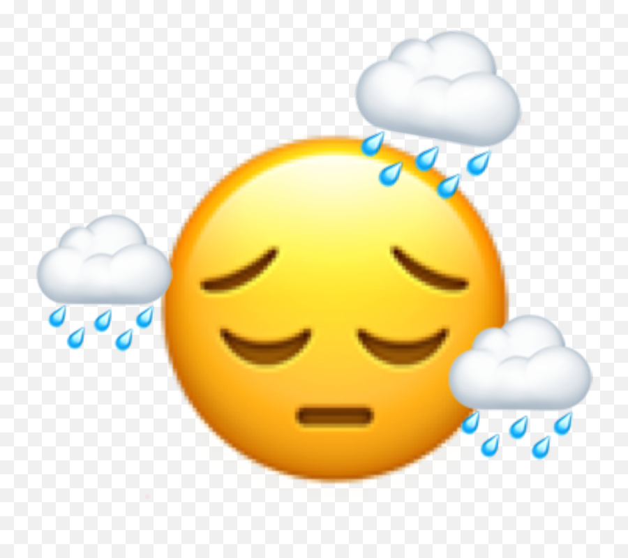 Cloud Clouds Pain Sad Iphone Sticker By - Happy Emoji,Cloud Emoticon