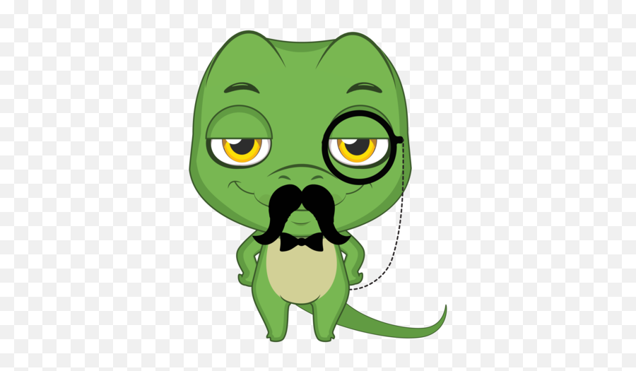 Lizard With A Mustache Wearing A Monocle T - Shirt Emoji,Monicole Emoji