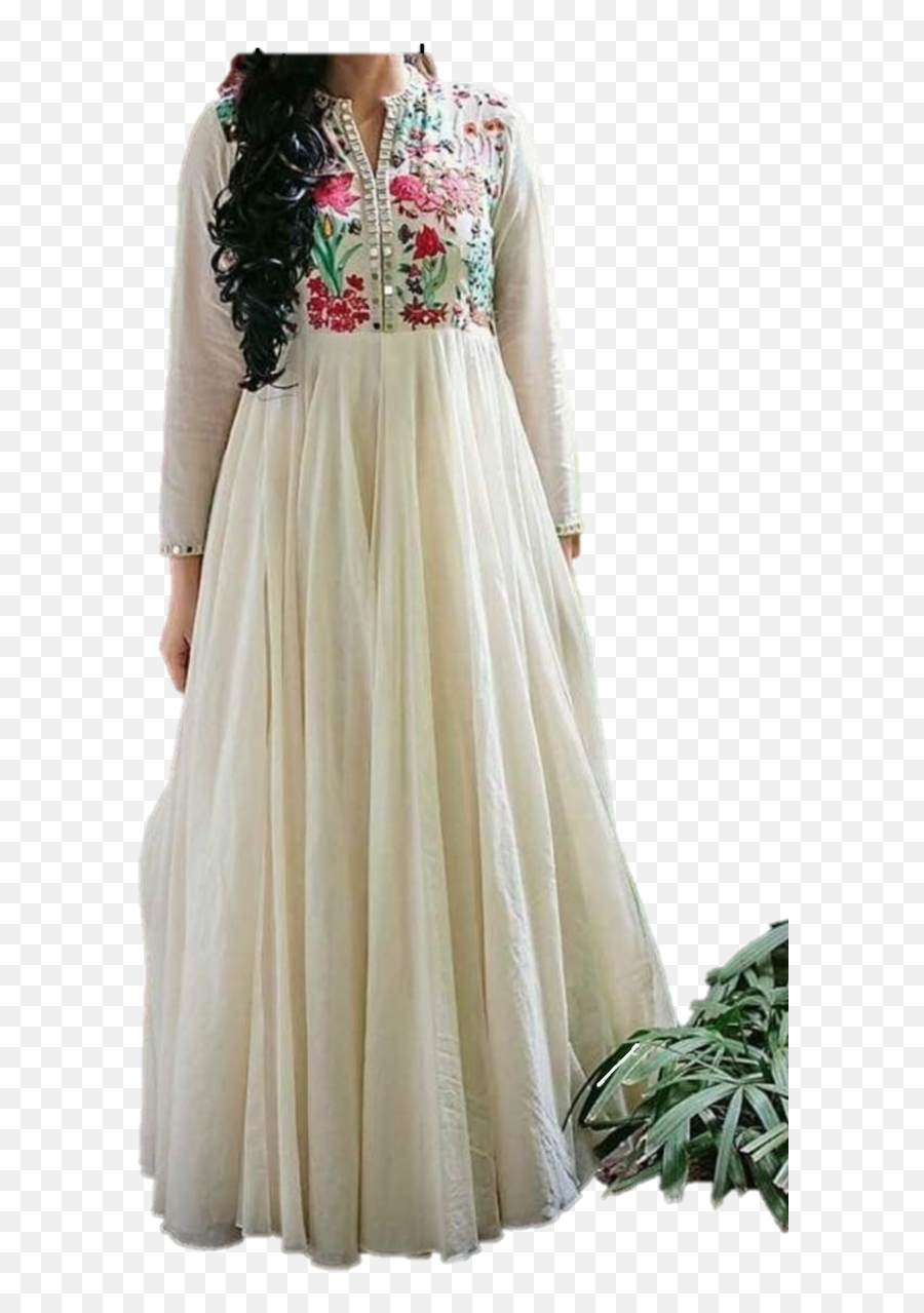 White Cotton Embroidered Gown - Full Length Emoji,Emotion Jaage