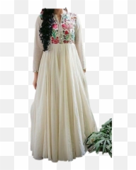 White Cotton Embroidered Gown - Full Length Emoji,Emotion Jaage
