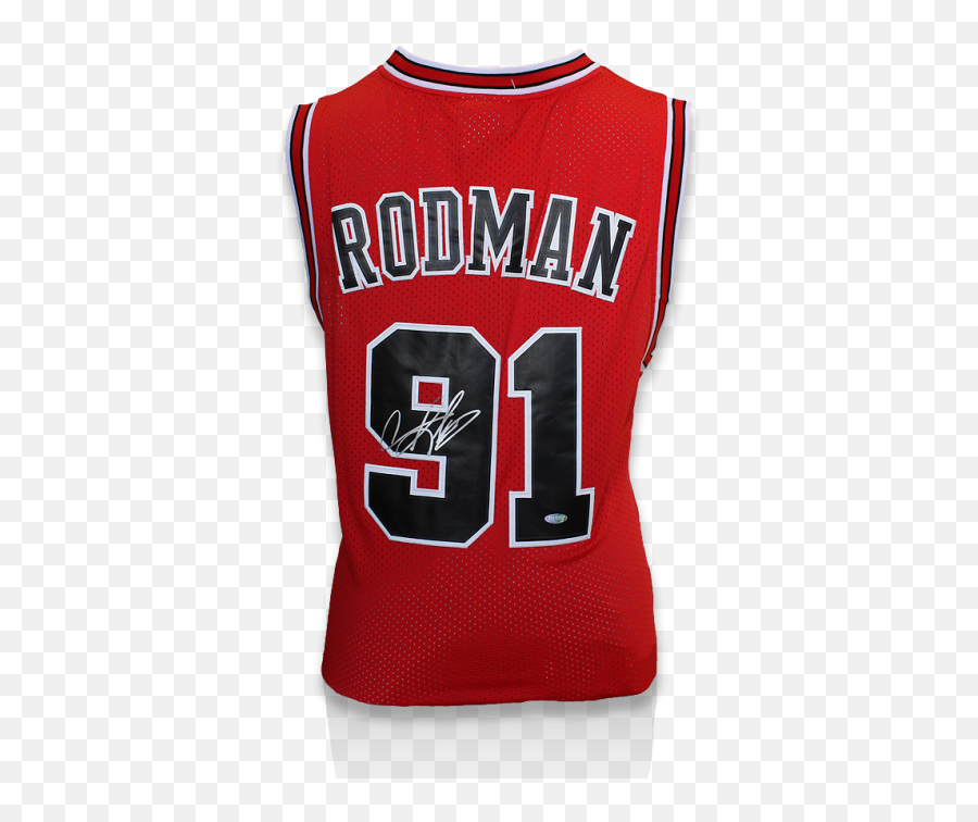 Dennis Rodman Signed Chicago Bulls Home - Sleeveless Emoji,Rodman Emotion Card