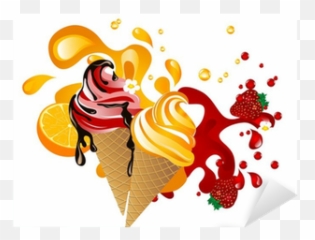 Ice Cream With Fruit Sticker U2022 Pixers - We Live To Change Gelato Alla Frutta Disegno Emoji,Ice Cream Emoji Changing Pillow