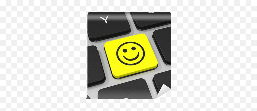 Smile Man Key On Keyboard Of Laptop Computer Wall Mural - Smile Laptop Sticker Emoji,Smile Emoticon On Keyboard