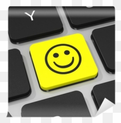 Smile Man Key On Keyboard Of Laptop Computer Wall Mural - Smile Laptop Sticker Emoji,Smile Emoticon On Keyboard