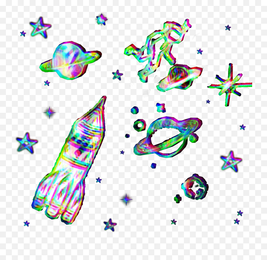 Space Glitch Galaxy Sticker - Dot Emoji,Alien And Rocket Emoji