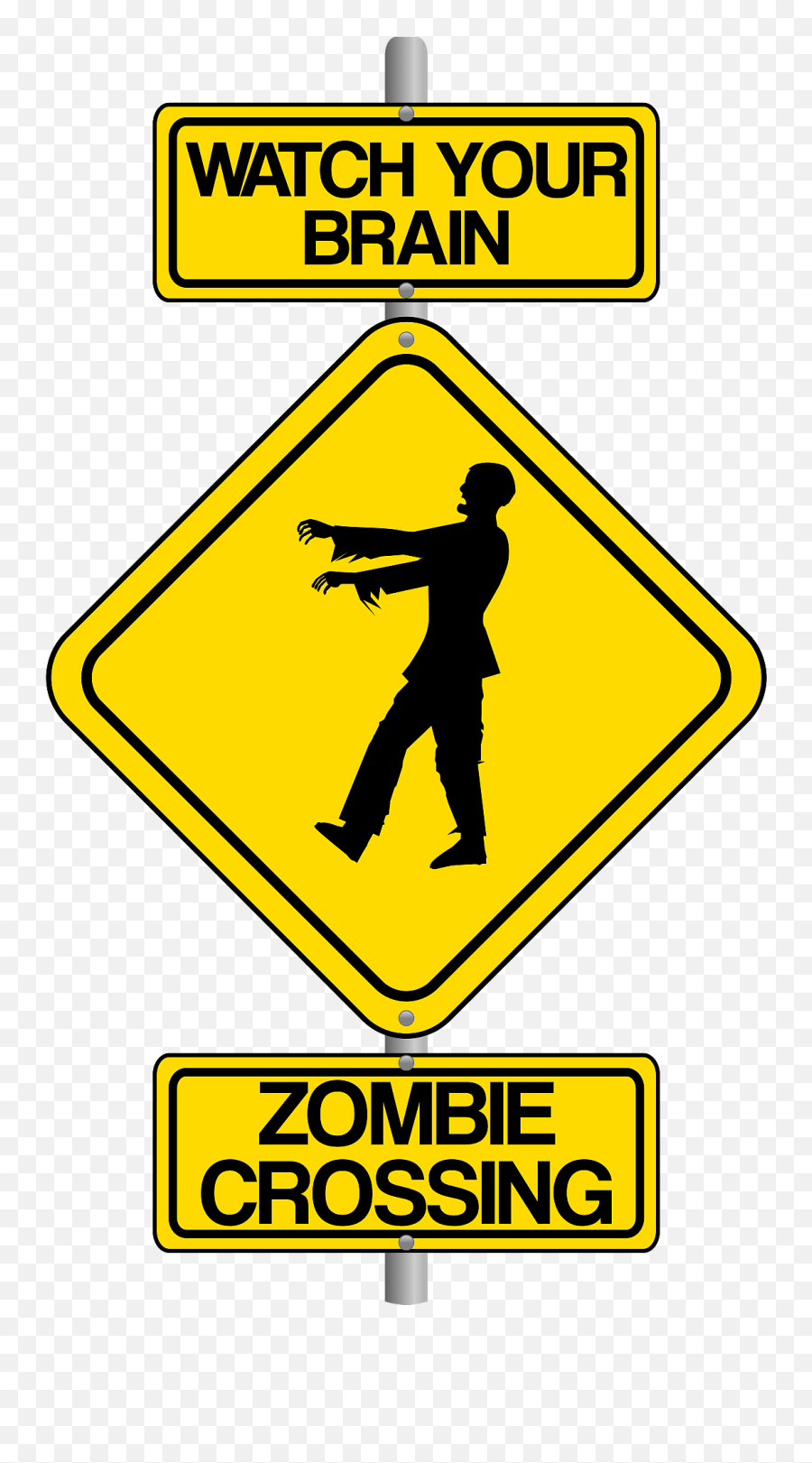 Watch Your Brain Clipart Free Download Transparent Png - Watch Your Brain Zombie Crossing Emoji,Danger Sign Emoji