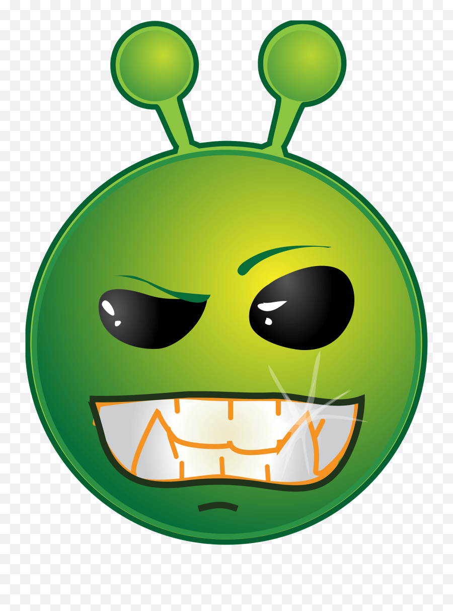 Smiley Green Alien Naah Clipart Free Download Transparent - Smiley Alien Emoji,Determined Emoji
