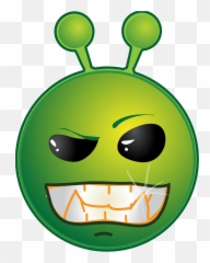 Smiley Green Alien Naah Clipart Free Download Transparent - Smiley Alien Emoji,Determined Emoji