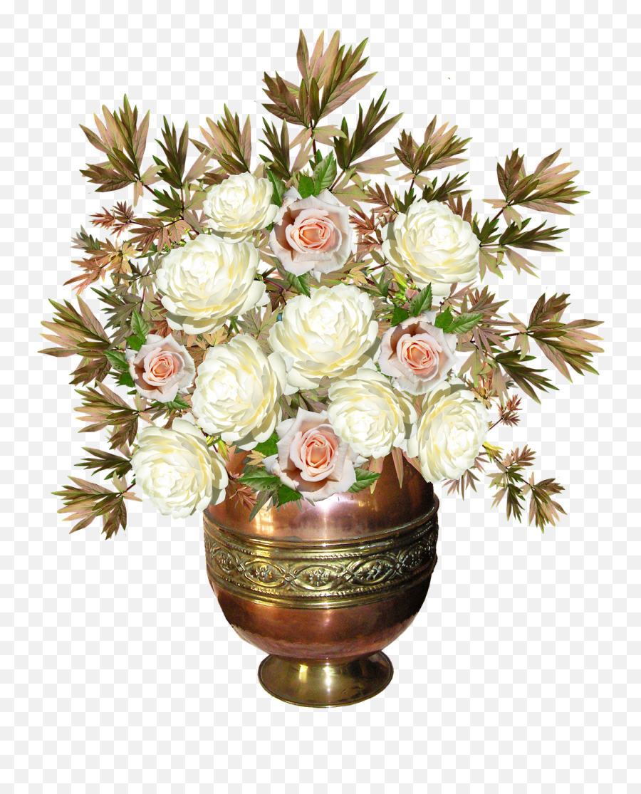 Roses Flowers Bouquet Vase Sticker - Jarron De Flores Png Emoji,Emoji Cookie Bouquet