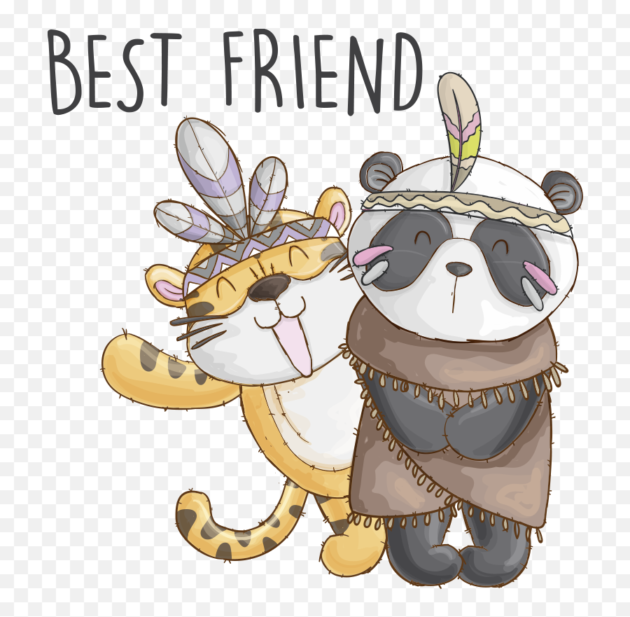 Cartoon Panda U0026 Tiger Illustration Wall Art - Tigre Y Oso Dibujo Emoji,Tiger Emoji