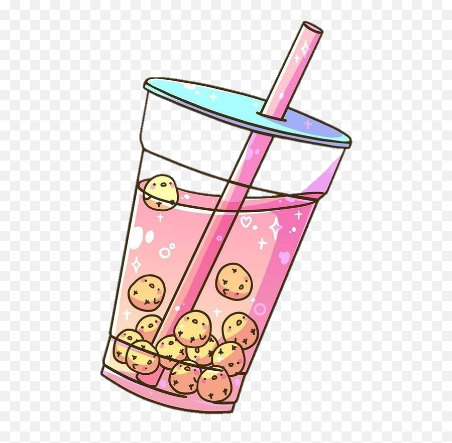 Aesthetic Boba Tea Transparent Clipart - Cute Kawaii Boba Tea Emoji,Boba Emoji