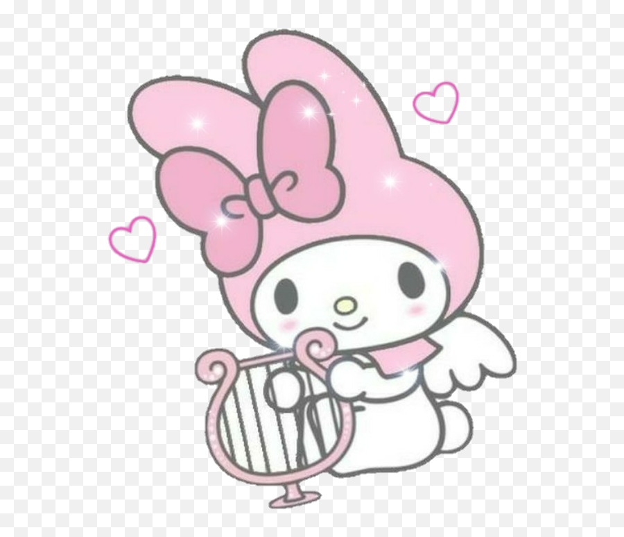 66 Images About Dreaming On We Heart It See More About Png - My Melody Transparent Harp Emoji,Angel Heart Kawaii Emoticon