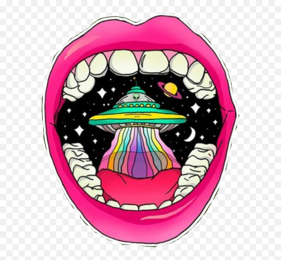 Trippy Rainbow Lips Alien Mouth Space Pink Freetoedit - Trippy Alien Drawings Emoji,Alien Emoji Wallpaper