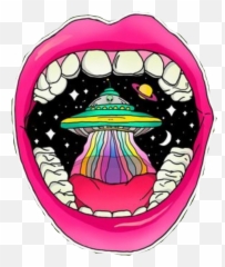 Trippy Rainbow Lips Alien Mouth Space Pink Freetoedit - Trippy Alien Drawings Emoji,Alien Emoji Wallpaper