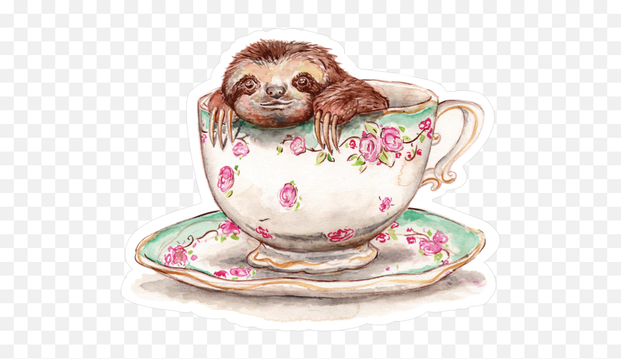 Sloth In A Teacup Sticker Emoji,Emotions Tied To Sloth