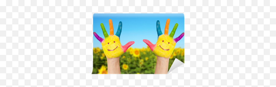 Two Smiley Hands In Sunny Summeru0027s Day Wall Mural U2022 Pixers Emoji,Hand Wave Goodbye Emoticon
