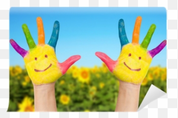 Two Smiley Hands In Sunny Summeru0027s Day Wall Mural U2022 Pixers Emoji,Hand Wave Goodbye Emoticon