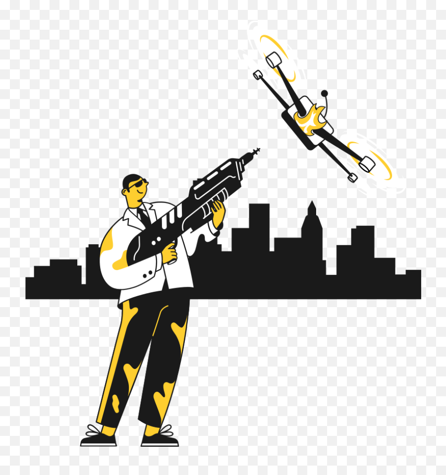 Shooting Down A Drone Clipart Illustration In Png Svg Emoji,Emoticon Face With Gun