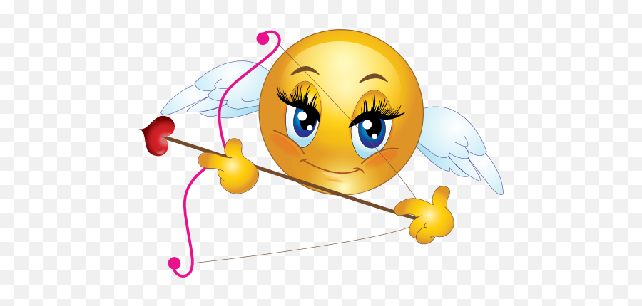 Angel Girl Smiley Emoticons Clipart - Angel With Arrow Emoji,Angel Emoticons