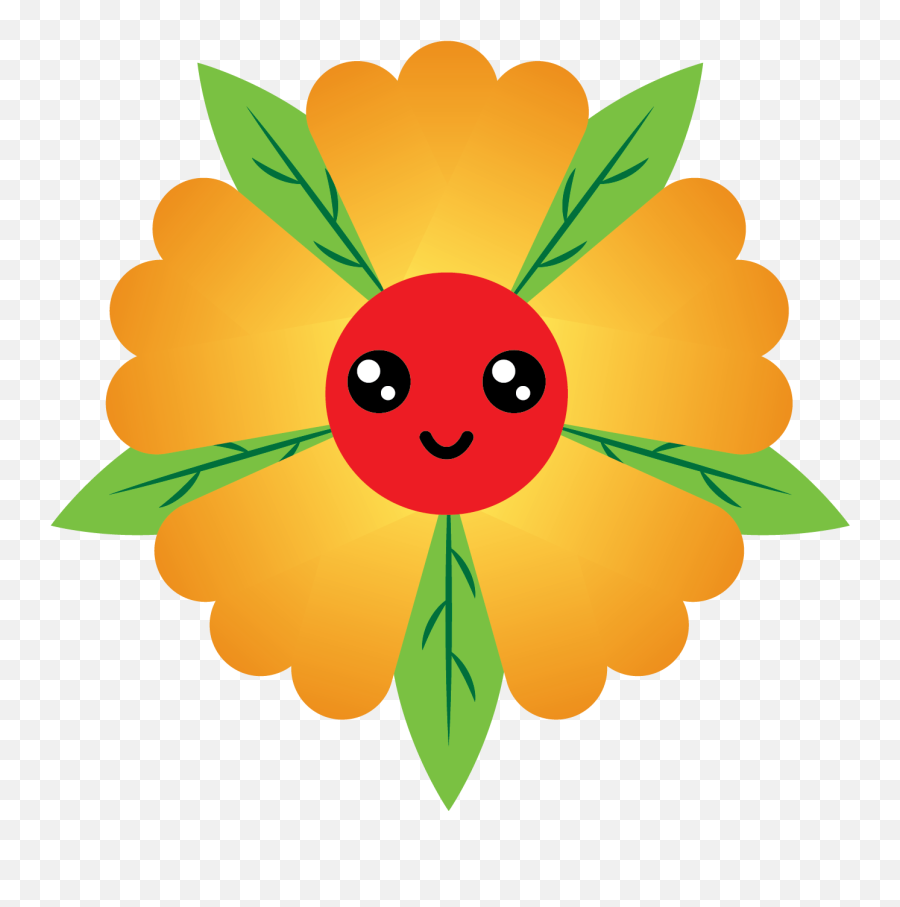 Kawaii Flower Illustration - 046 Happy Emoji,Flower Emoji Pillow
