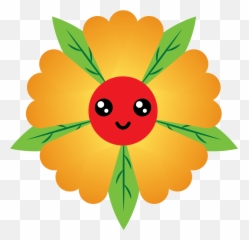 Kawaii Flower Illustration - 046 Happy Emoji,Flower Emoji Pillow
