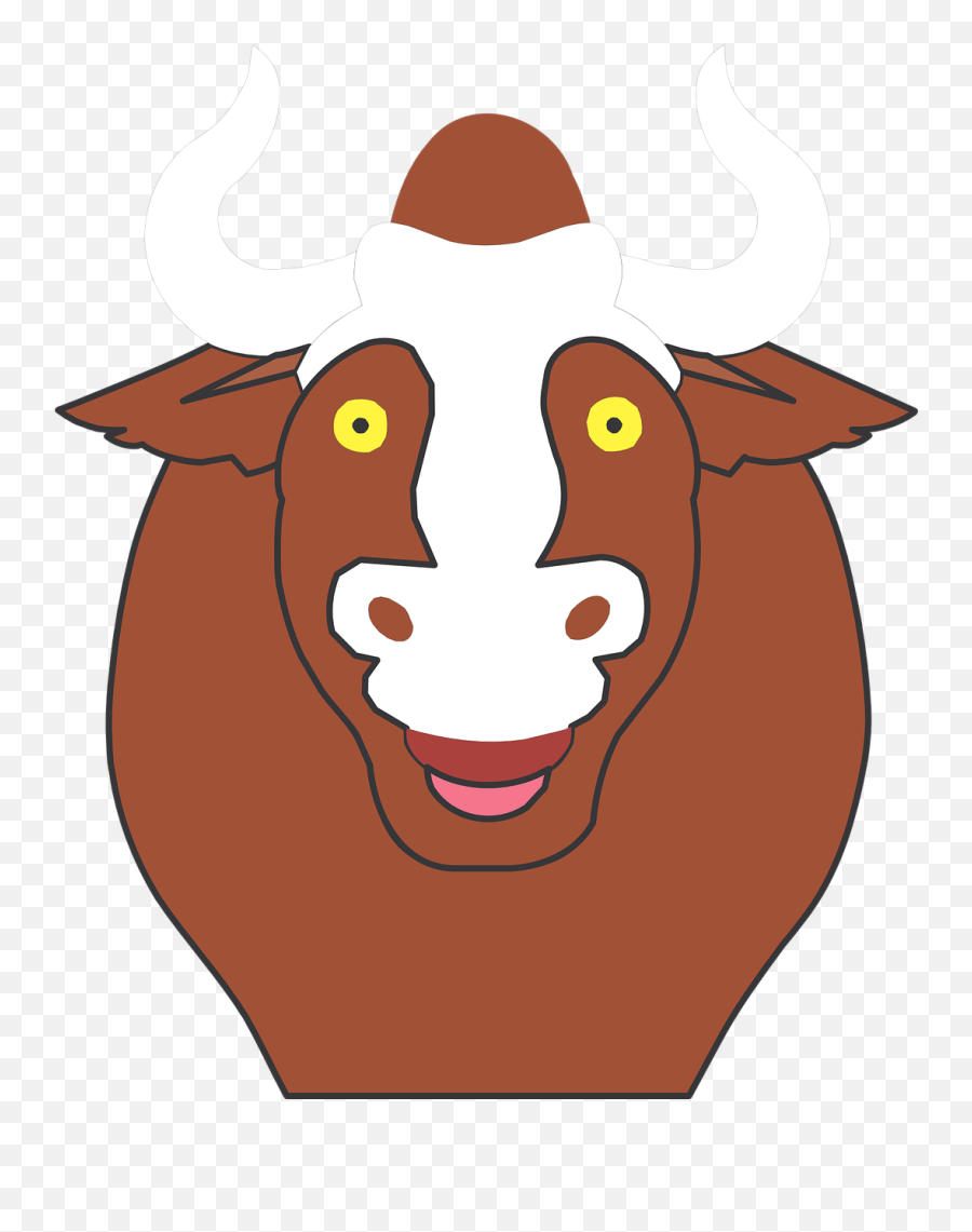 Happyfacebullhornsanimal - Free Image From Needpixcom Gülen Boa Emoji,Sleeping Cow Emoticon