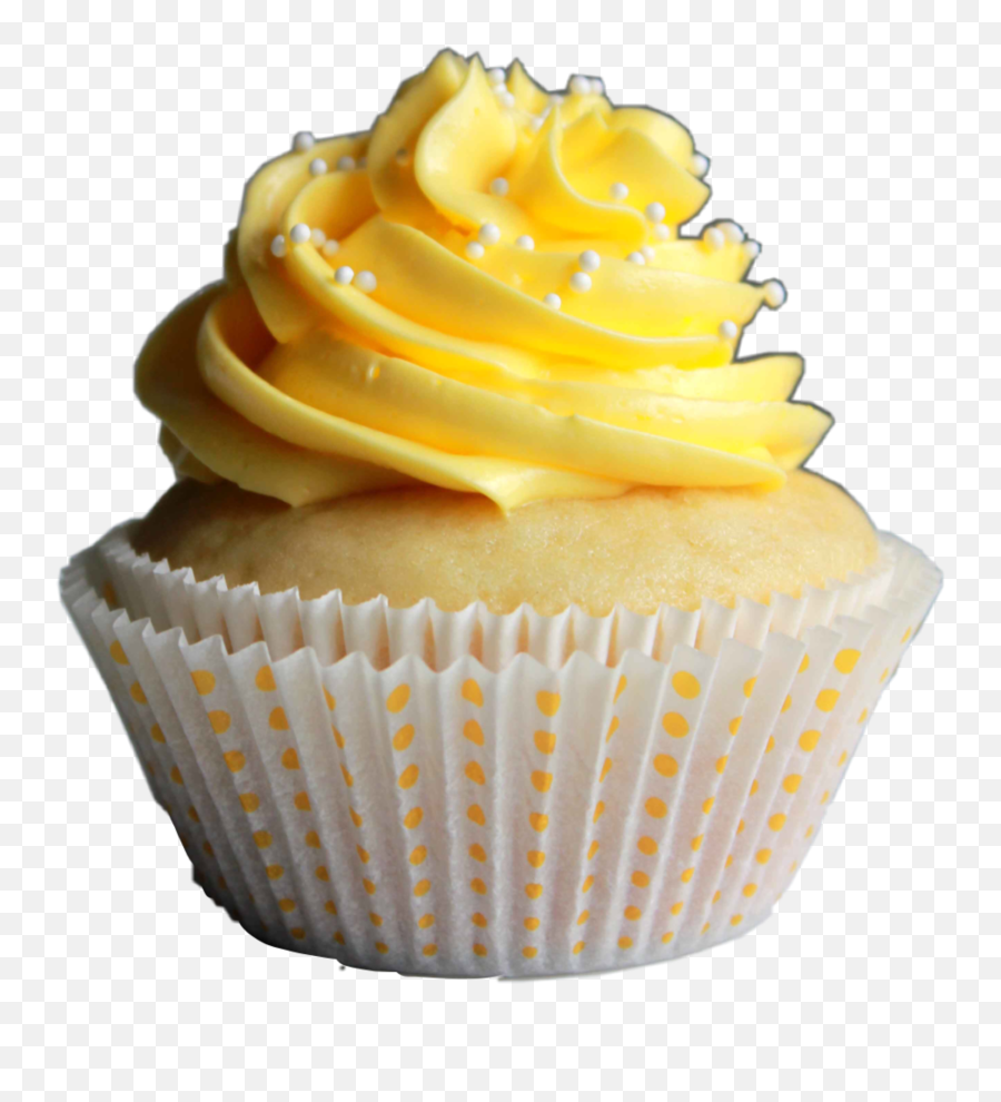 Yellow Cake Cupcake Frosting Sticker - Aesthetic Yellow Baking Png Emoji,How To Make Emoji Cupcakes