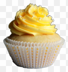 Yellow Cake Cupcake Frosting Sticker - Aesthetic Yellow Baking Png Emoji,How To Make Emoji Cupcakes