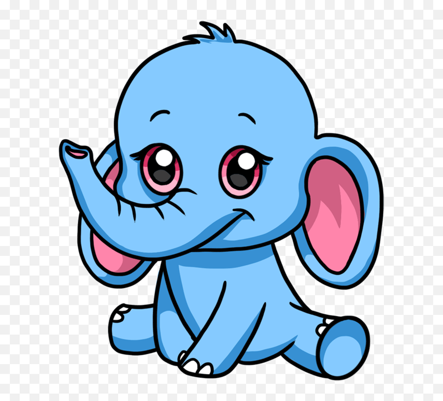 Learn How Easy To Draw A Baby Elephant - Cute Cartoon Pictures Of Animals Emoji,Elephant Emoticon For Facebook