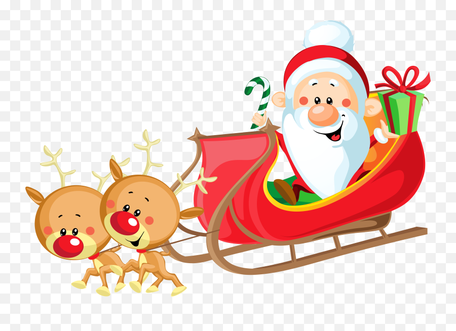 Santa Sleigh Clipart Transparent - Sleigh Santa Clipart Emoji,Sleigh Emoji