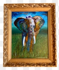 Original Oil Painting Of Elephant - Picture Frame Emoji,My Canvas Is The Tapestry Of Human Emotion