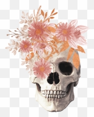 Skeleton Skull Floral Flowers Sticker - Scary Emoji,Skeleton Emojis And Flower Emojis