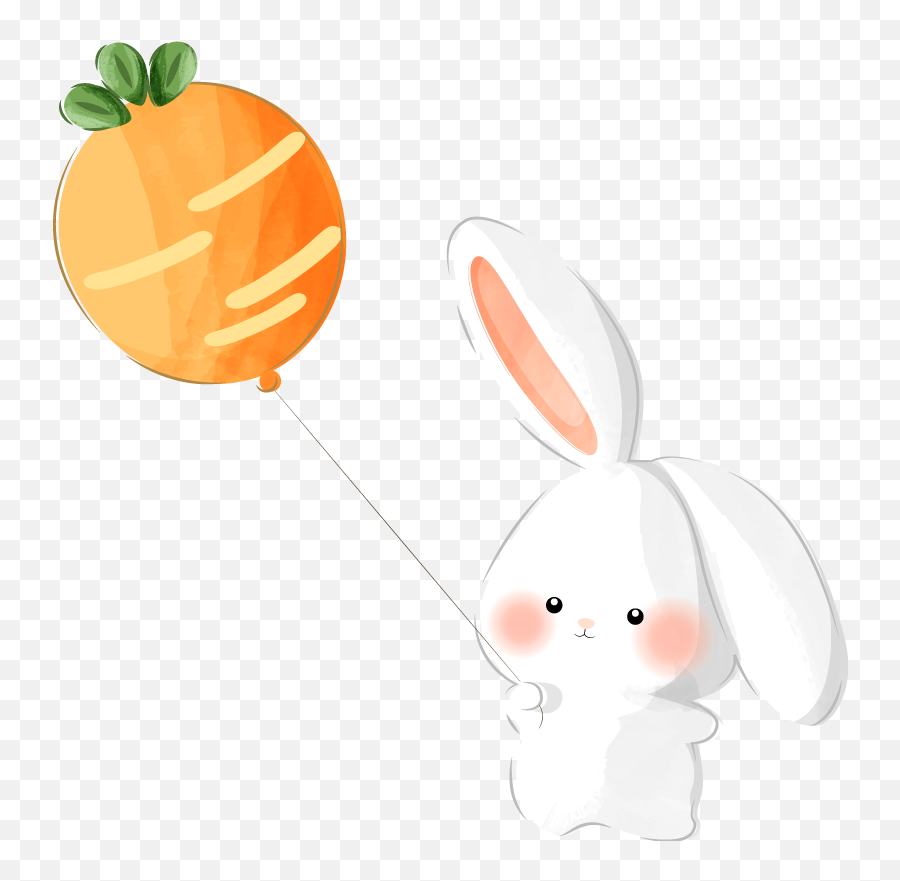 Bunny With The Balloon Above Town Farm Animal Wall Sticker - Girly Emoji,Large Farmer Emoji Sticker