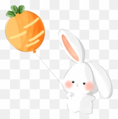 Bunny With The Balloon Above Town Farm Animal Wall Sticker - Girly Emoji,Large Farmer Emoji Sticker