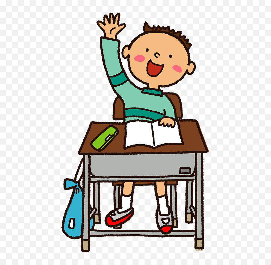 Schoolboy Study Clipart - Student Raising Hand Cartoon Emoji,Girl Raising Hand Emoji