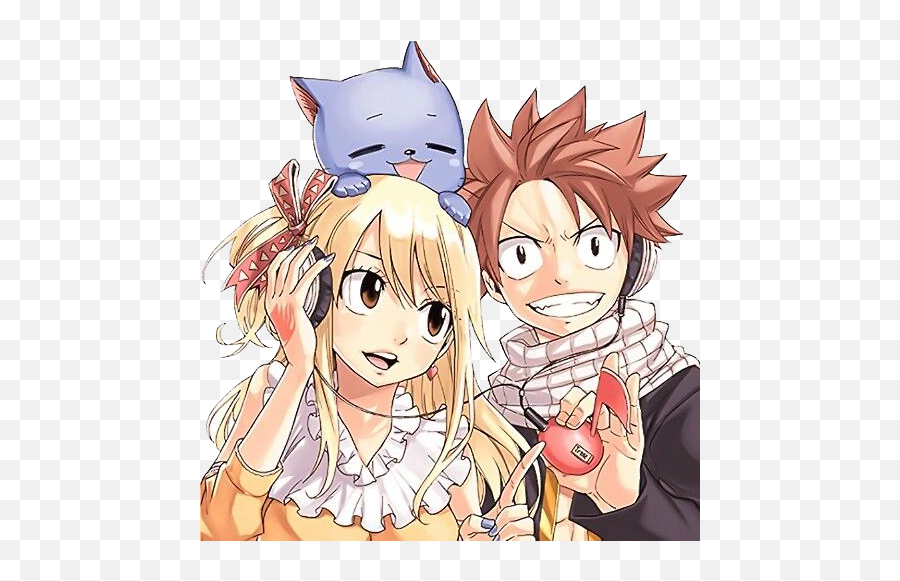 Spikey And Chain Bois - Fairy Tail Lucy And Natsu And Happy Emoji,Fasteyes Emoji