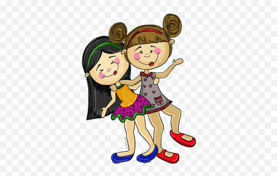 Girls Playing Kids Stickers - Niña Juguetona Caricatura Emoji,Two Girl Emoji