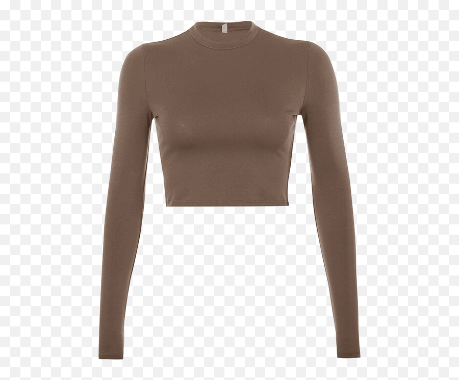 Solid Color Cropped T - Shirt With Long Sleeve For Women U2013 Dresoo Emoji,Woman Shoulder Shrug Emoji